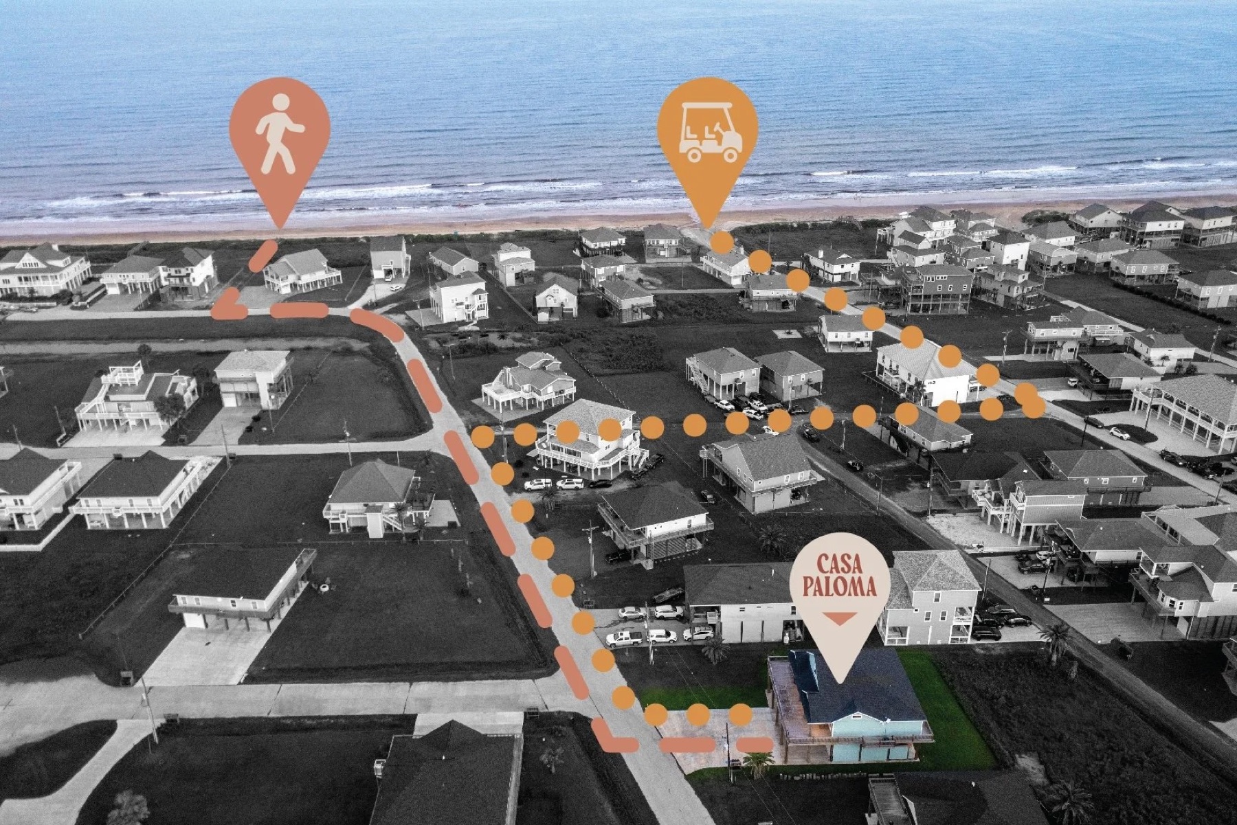 Map of beach access from Casa Paloma